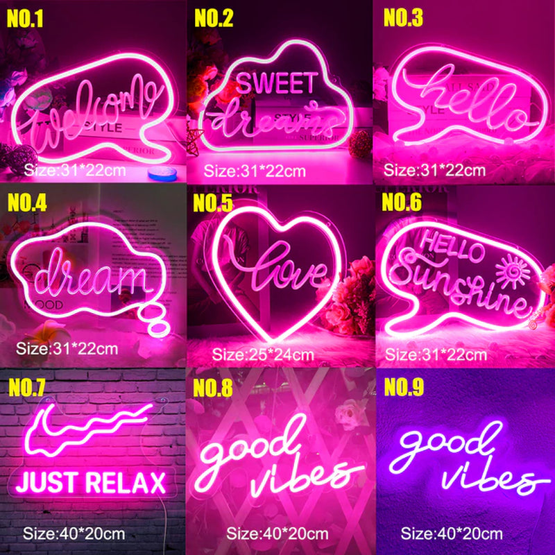 Gamer Led Sign Neon Led Sign Good Vibes Wall Decor Gaming Room Decoration Gamezone Night Light Home Party Wedding Decoration