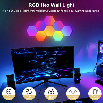 DIY Hexagon Wall Light APP and Remote Control Smart RGB Gaming Light Music Sync Hexagon